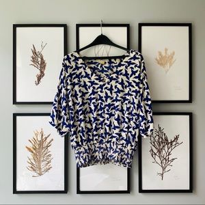 Anthropologie Leifsdottir Cream/Violet Silk Blouse